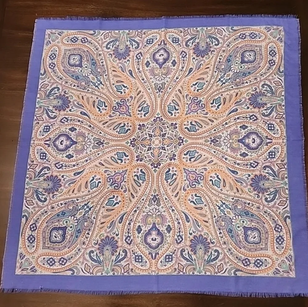 Vintage Specialty House Inc Paisley Square Scarf Made in Italy Purple Boho